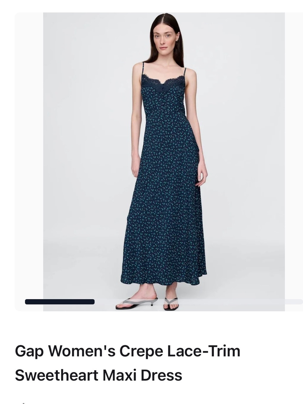 GAP Sleeveless Navy Floral Lace-Trim Maxi Dress